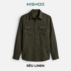 Áo Sơ Mi Nam 2 Túi Tay Dài  Relax Form Rộng, Cổ Thường, Lai Ngang Linen Solene Vải Mềm Mát HISHOO A2T005