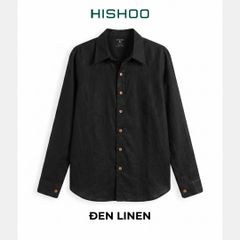 Áo Sơ Mi Rêu Nút Gỗ Nam Tay Dài Relax Form Rộng, Cổ Thường, Lai Ngang Linen Solene Vải Mềm Mát HISHOO A2T003