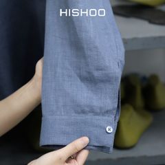 Áo Sơ Mi Nam Tay Dài Relax Form Rộng, Cổ Danton, Lai Ngang Linen Solene Vải Mềm Mát HISHOO A2T004