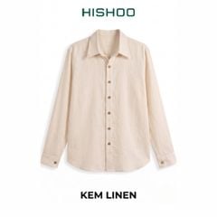 Áo Sơ Mi Nút Gỗ Tay Dài Nữ Relax Form Rộng, Cổ Thường, Lai Ngang Linen Solene Vải Mềm Mát HISHOO A2G003