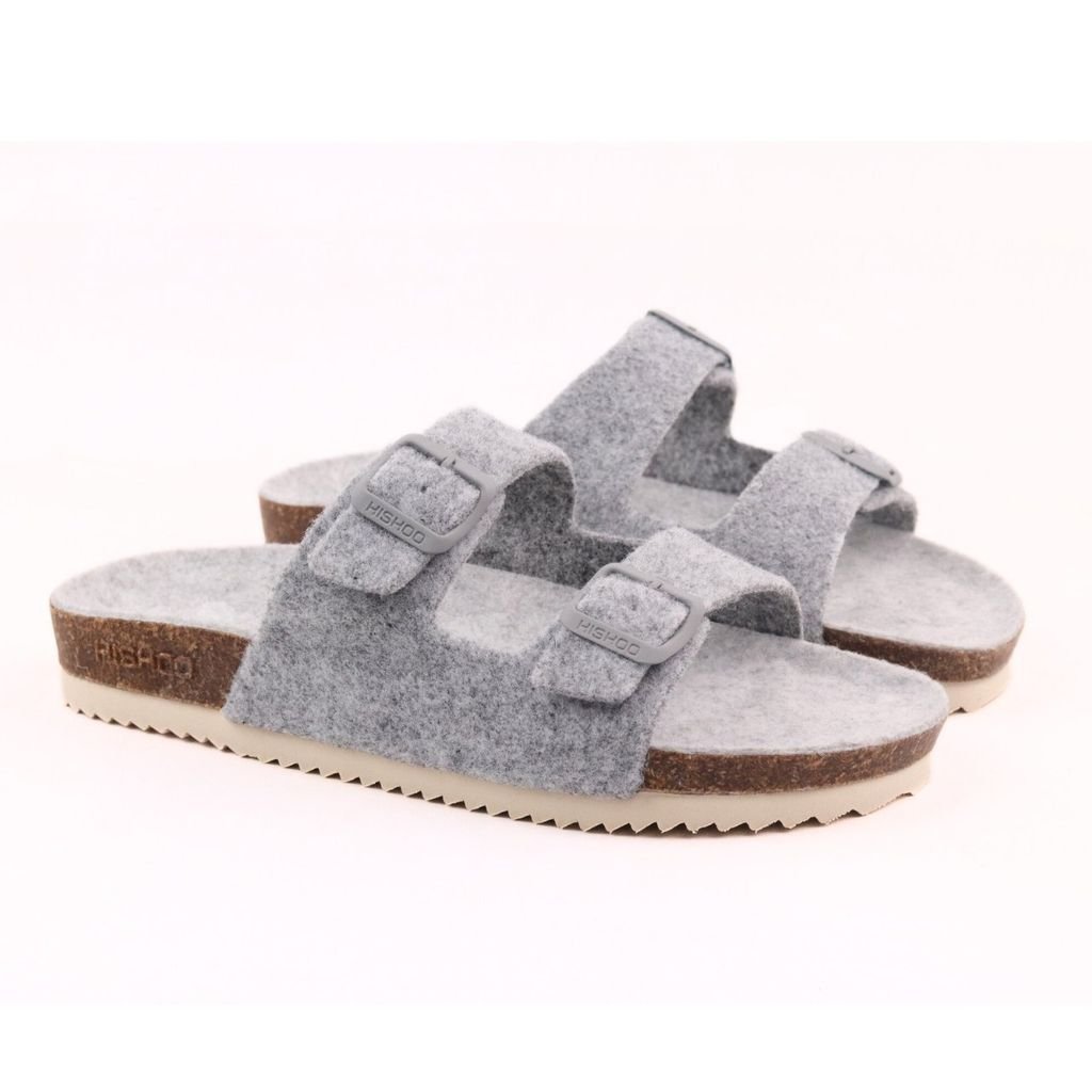 Dép đế trấu birken 2 khoá vải dạ Premium HISHOO B093
