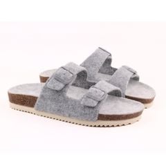 Dép đế trấu birken 2 khoá vải dạ Premium HISHOO B093