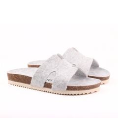 Dép đế trấu birken chữ H vải dạ Premium HISHOO B095