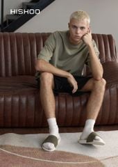 Dép quai ngang Nubuck Xanh rêu HISHOO U111