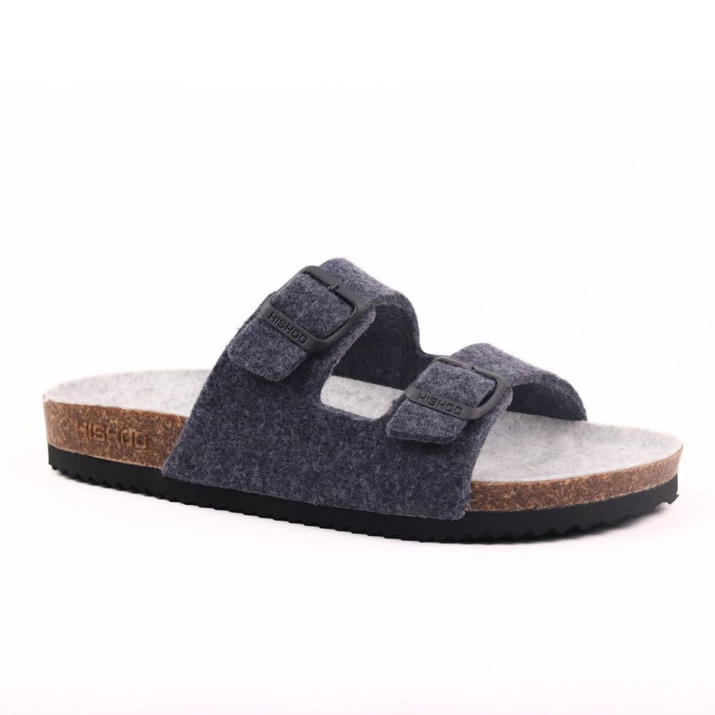 Dép đế trấu birken 2 khoá vải dạ Premium HISHOO B093