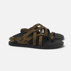 Dép Sandal lê bệt Nam quai ngang chéo xỏ ngón da lộn premium Manto 6 HISHOO K010