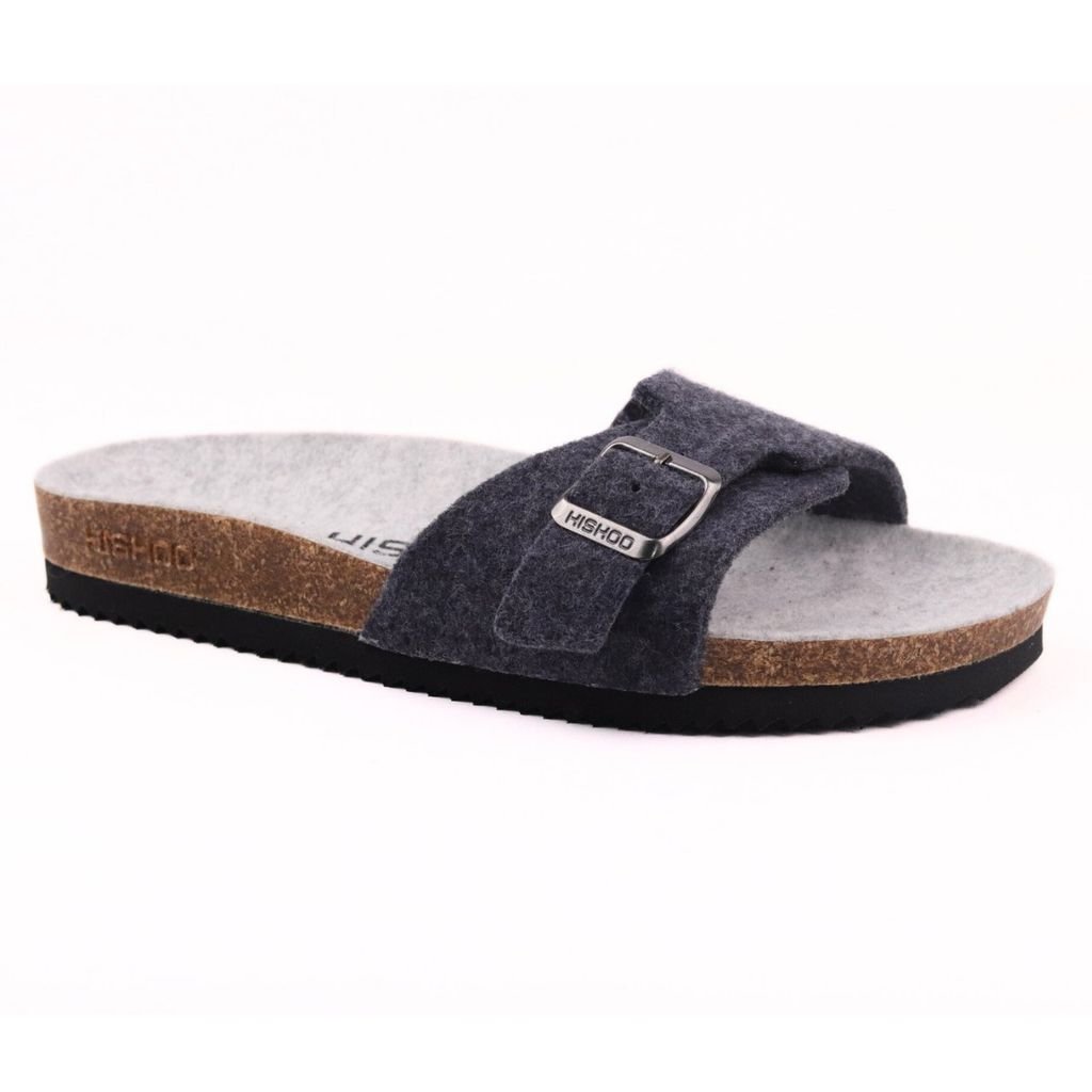 Dép đế trấu birken 1 khóa vải dạ Premium HISHOO B113