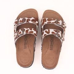 Dép đế trấu 2 khóa quai ngang Bò sữa CowHide HISHOO H093