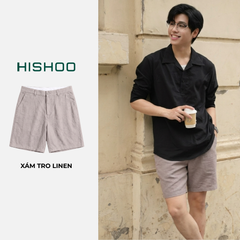Quần short nam Linen Solene HISHOO Thoáng mát giữ form mặc đi chơi đi làm Q1T001