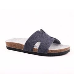 Dép đế trấu birken chữ H vải dạ Premium HISHOO B095