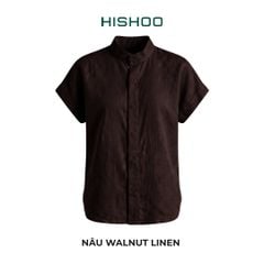 Áo Sơ Mi Nữ Tay Ngắn Relax Form Rộng, Cổ Tàu Vuông, Linen Solene Vải Mềm Mát HISHOO A4G002