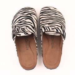 Dép đế trấu sục Boston quai ngang Ngựa Vằn CowHide HISHOO H109