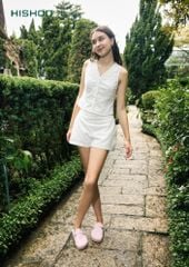 Dép đế trấu sục Boston quai ngang vải dạ Premium HISHOO B109