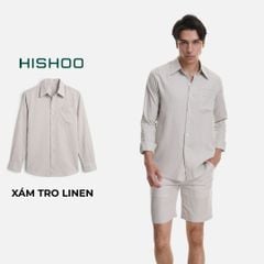 Áo Sơ Mi Nam Tay Dài Relax Form Rộng, Cổ Thường, Lai Ngang Linen Solene Vải Mềm Mát HISHOO A2T003