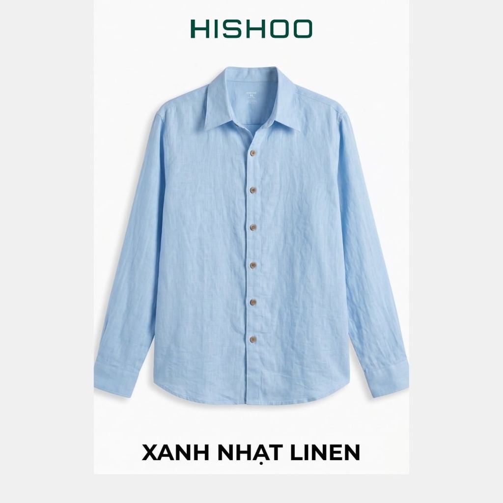 Áo Sơ Mi Nút Gỗ Tay Dài Nữ Relax Form Rộng, Cổ Thường, Lai Ngang Linen Solene Vải Mềm Mát HISHOO A2G003