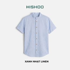 Áo Sơ Mi Nữ Nút Gỗ Relax Form Rộng, Cổ Tàu Vuông, Lai Ngang Linen Solene Vải Mềm Mát HISHOO A1G002