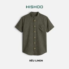 Áo Sơ Mi Nam Nút Gỗ Relax Form Rộng, Cổ Tàu Vuông, Lai Ngang Linen Solene Vải Mềm Mát HISHOO A1T002