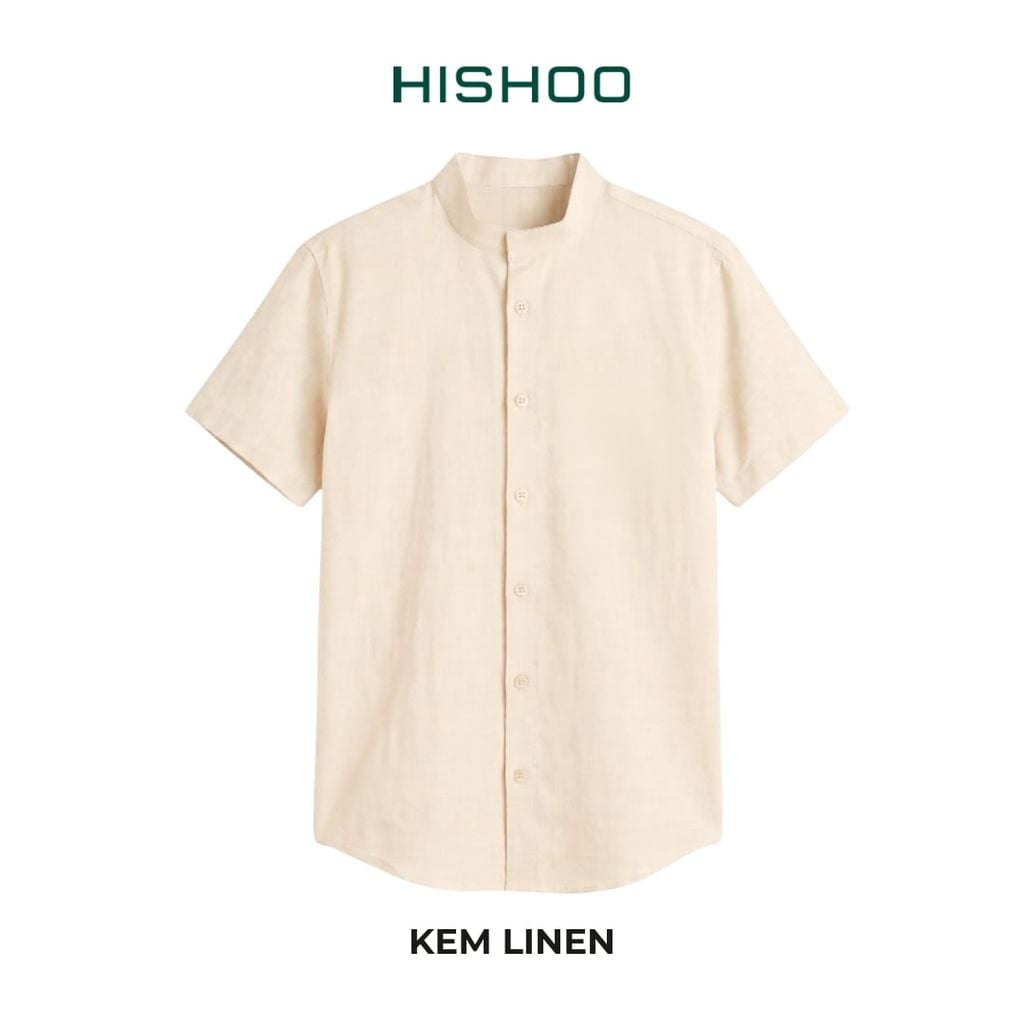 Áo Sơ Mi Nữ Relax Form Rộng, Cổ Tàu Vuông, Lai Ngang Linen Solene Vải Mềm Mát HISHOO A1G002