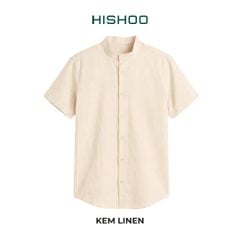 Áo Sơ Mi Nữ Relax Form Rộng, Cổ Tàu Vuông, Lai Ngang Linen Solene Vải Mềm Mát HISHOO A1G002