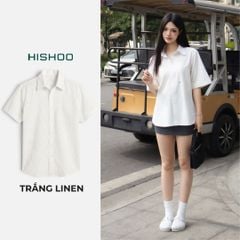 Áo Sơ Mi Nữ Relax Form Rộng, Cổ Thường, Lai Ngang Linen Solene Vải Mềm Mát HISHOO A1G003