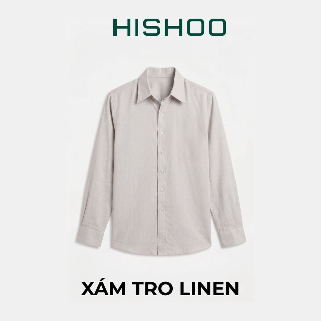 Áo Sơ Mi Tay Dài Nữ Relax Form Rộng, Cổ Thường, Lai Ngang Linen Solene Vải Mềm Mát HISHOO A2G003