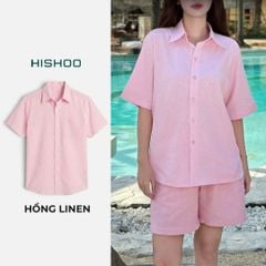 Áo Sơ Mi Nữ Relax Form Rộng, Cổ Thường, Lai Ngang Linen Solene Vải Mềm Mát HISHOO A1G003