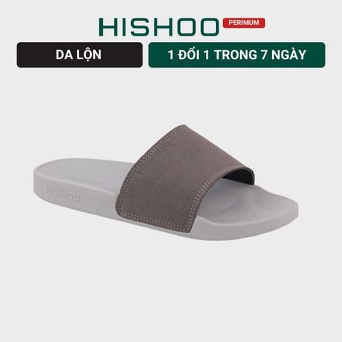 Dép quai ngang da bò Xám da lộn HISHOO U111