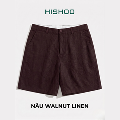 Quần short nam Linen Solene HISHOO Thoáng mát giữ form mặc đi chơi đi làm Q1T001