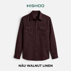 Áo Sơ Mi Nam 2 Túi Tay Dài  Relax Form Rộng, Cổ Thường, Lai Ngang Linen Solene Vải Mềm Mát HISHOO A2T005