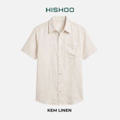Áo Sơ Mi Nam Relax Form Rộng, Cổ Thường, Lai Ngang Linen Solene Vải Mềm Mát HISHOO A1T003