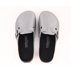 Dép đế trấu sục Boston quai ngang Bạc HISHOO R109