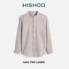 Áo Sơ Mi Tay Dài Nữ Relax Form Rộng, Cổ Tàu Vuông, Lai Ngang Linen Solene Vải Mềm Mát HISHOO A2G002