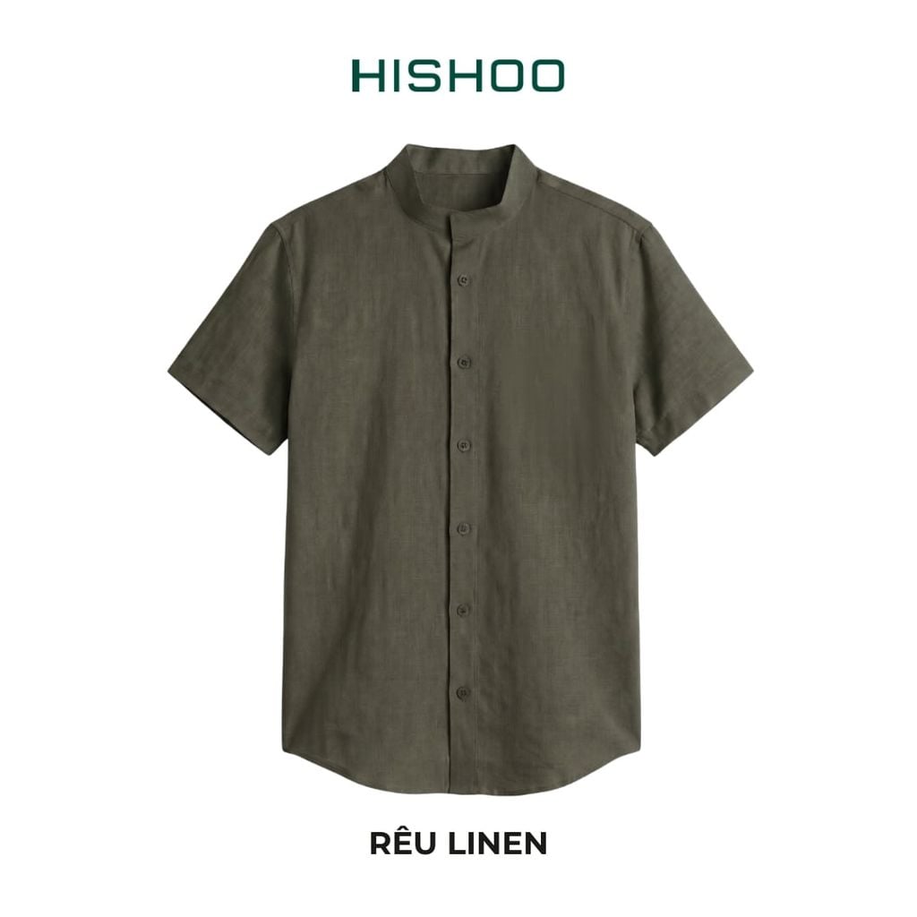 Áo Sơ Mi Nữ Relax Form Rộng, Cổ Tàu Vuông, Lai Ngang Linen Solene Vải Mềm Mát HISHOO A1G002