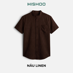 Áo Sơ Mi Nam Relax Form Rộng, Cổ Tàu Vuông, Lai Ngang Linen Solene Vải Mềm Mát HISHOO A1T002