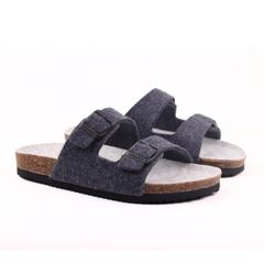 Dép đế trấu birken 2 khoá vải dạ Premium HISHOO B093