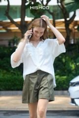 Áo Sơ Mi Nữ Relax Form Rộng Linen Solene Vải Mềm Mát HISHOO AG002
