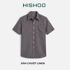 Áo Sơ Mi Nam Nút Gỗ Relax Form Rộng, Cổ Thường, Lai Ngang Linen Solene Vải Mềm Mát HISHOO A1T003