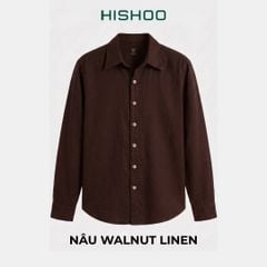 Áo Sơ Mi Nút Gỗ Tay Dài Nữ Relax Form Rộng, Cổ Thường, Lai Ngang Linen Solene Vải Mềm Mát HISHOO A2G003
