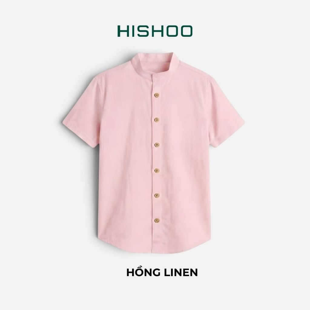 Áo Sơ Mi Nữ Nút Gỗ Relax Form Rộng, Cổ Tàu Vuông, Lai Ngang Linen Solene Vải Mềm Mát HISHOO A1G002