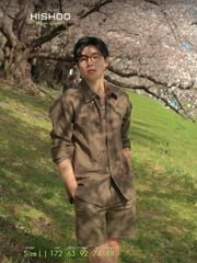 Áo Sơ Mi Rêu Nút Gỗ Nam Tay Dài Relax Form Rộng, Cổ Thường, Lai Ngang Linen Solene Vải Mềm Mát HISHOO A2T003