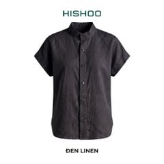 Áo Sơ Mi Nữ Tay Ngắn Relax Form Rộng, Cổ Tàu Vuông, Linen Solene Vải Mềm Mát HISHOO A4G002
