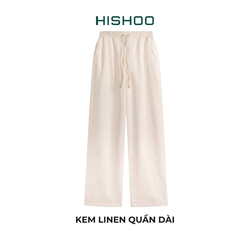 Quần dài Linen Nữ Lưng Thun, Hishoo basic mặc đi chơi, đi làm HISHOO Q3G001