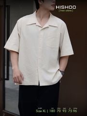 Áo Sơ Mi Nam Relax Form Rộng, Cổ Bác Sĩ, Lai Ngang Linen Solene Vải Mềm Mát HISHOO A1T004