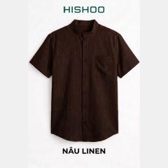 Áo Sơ Mi Nam Relax Form Rộng, Cổ Tàu Vuông, Lai Ngang Linen Solene Vải Mềm Mát HISHOO A1T002