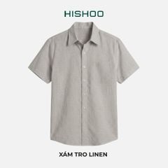 Áo Sơ Mi Nam Relax Form Rộng, Cổ Thường, Lai Ngang Linen Solene Vải Mềm Mát HISHOO A1T003