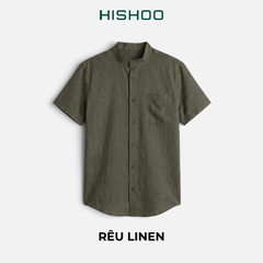 Áo Sơ Mi Nam Relax Form Rộng, Cổ Tàu Vuông, Lai Ngang Linen Solene Vải Mềm Mát HISHOO A1T002