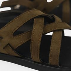Dép Sandal lê bệt Nam quai ngang chéo xỏ ngón da lộn premium Manto 6 HISHOO K010