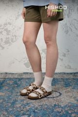 Dép đế trấu 2 khóa quai ngang Bò sữa CowHide HISHOO H093