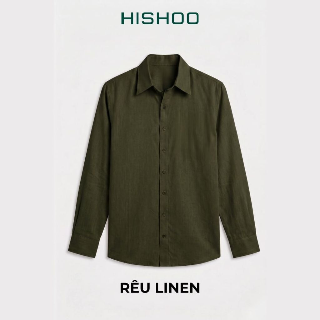 Áo Sơ Mi Tay Dài Nữ Relax Form Rộng, Cổ Thường, Lai Ngang Linen Solene Vải Mềm Mát HISHOO A2G003
