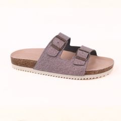 Dép đế trấu birken 2 khóa Nâu Demin Khóa Nâu Premium HISHOO B093